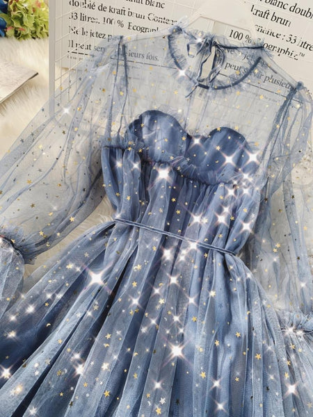 Starlet Chiffon Ruffle Bell Sleeve Dress