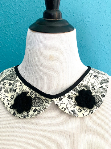 Paisley Peter Pan Detachable Collar with Embroidered Flowers
