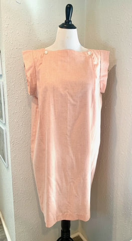 70’s Homemade Peach Linen Box Dress Size XL/2X Large