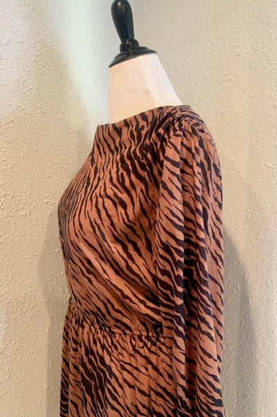 80’s Serbin by Marianne Brown Zebra Print Dress Size 16