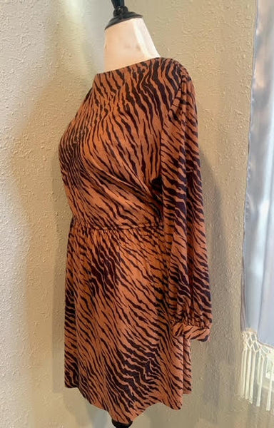 80’s Serbin by Marianne Brown Zebra Print Dress Size 16