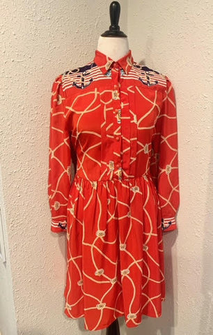 70’s Henry-Lee Red Nautical Dress Size 10