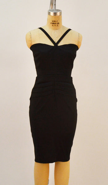 Dora Stretch Black Taffeta Pencil Skirt Dress - Plus Fashion Up to Size 32