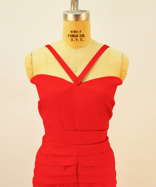 Dora Stretch Red Taffeta Pencil Skirt Dress - Plus Fashion Up to Size 32