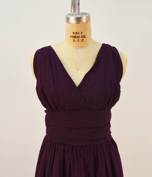 QOH Vintage Inspired Plum Chiffon Dress - Plus Sizes