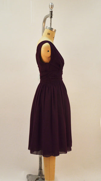 Fabi Plum Chiffon Pleated Dress - Plus Fashion Up to Size 32
