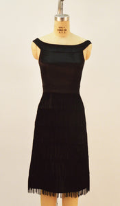 Gatsby Stretch Charmuse Black Fringe Dress - Plus Fashion Up to Size 32