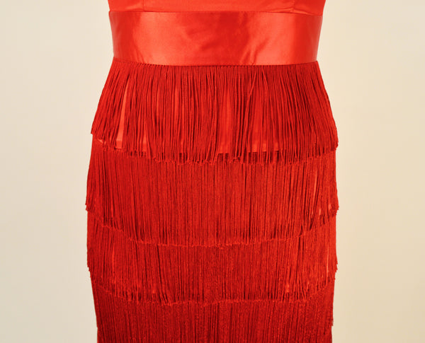 QOH Gatsby Inspired Stretch Red Fringe Dress - Plus Sizes
