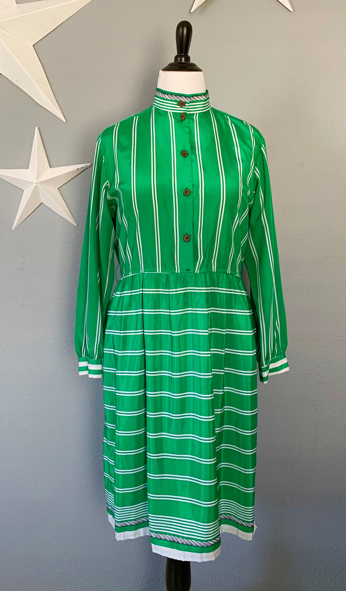 80’s Emerald Green Nautical Dress