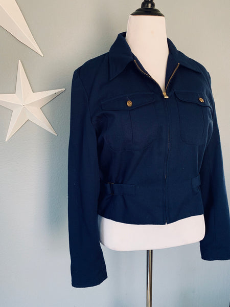 90’s Vintage Lizsport Navy Workwear Style Jacket Med Size 12