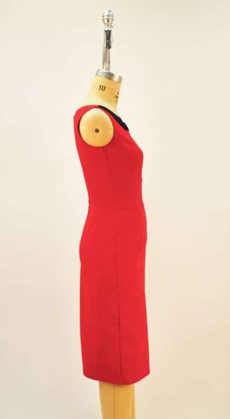 Jane Keyhole Red Stretch Bengline Collar Dress - Plus Fashion Up to Size 32