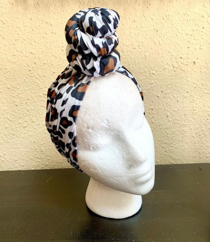 Retro Leopard Pretied Headwrap Turban