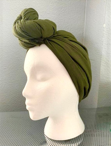 Olive Green Pretied Headwrap Turban