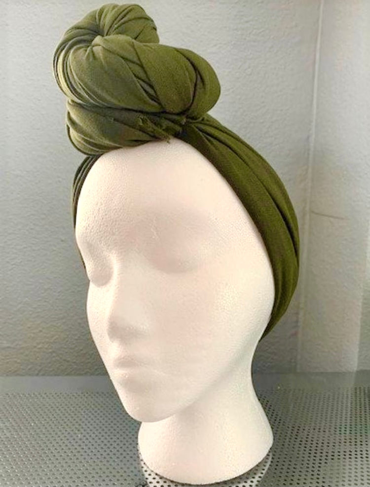 Olive Green Pretied Headwrap Turban