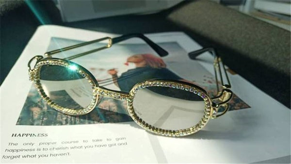 Vintage Inspired Small Round Rhinestone Sunglasses